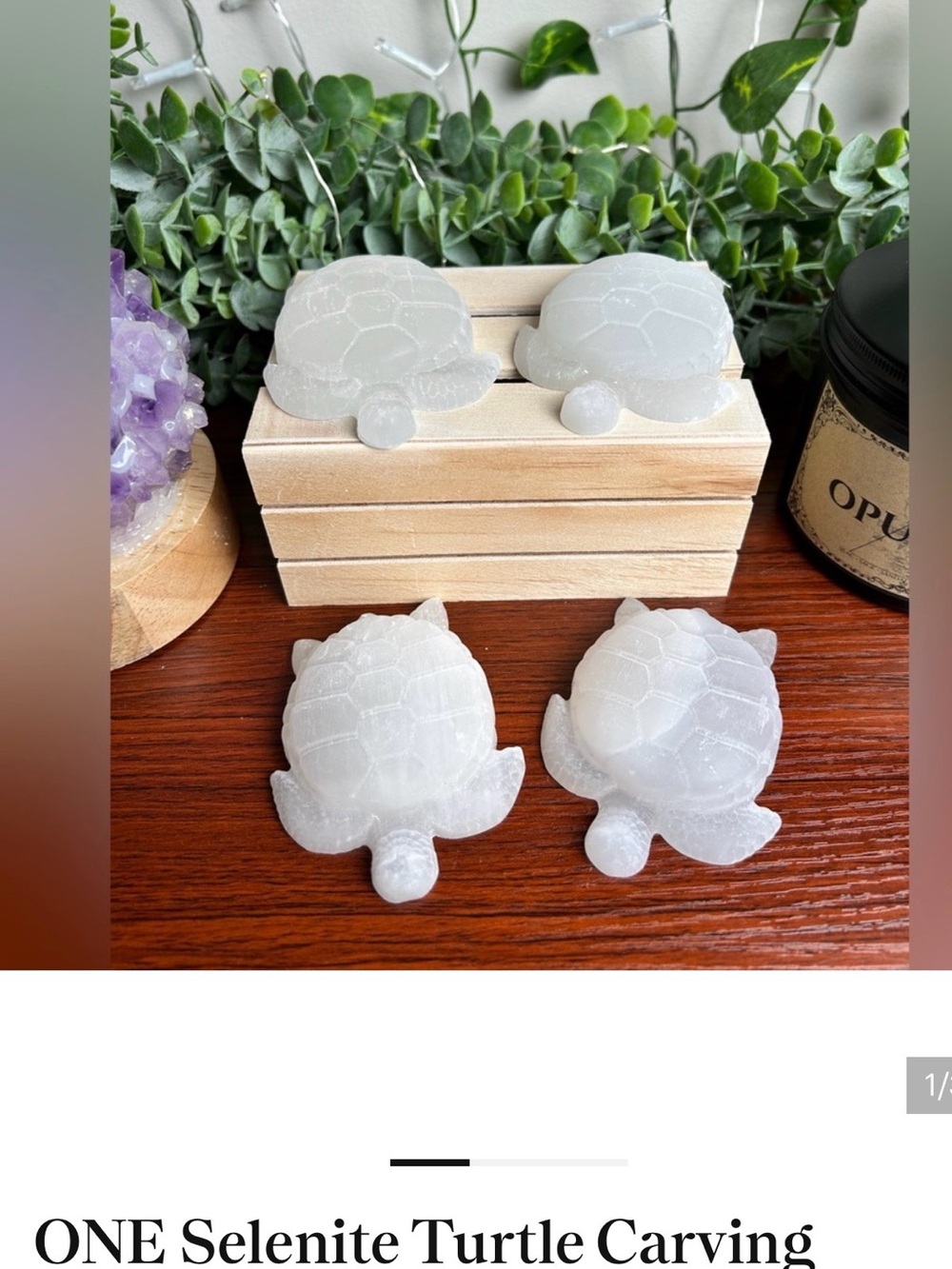 ONE Selenite Turtle Carving